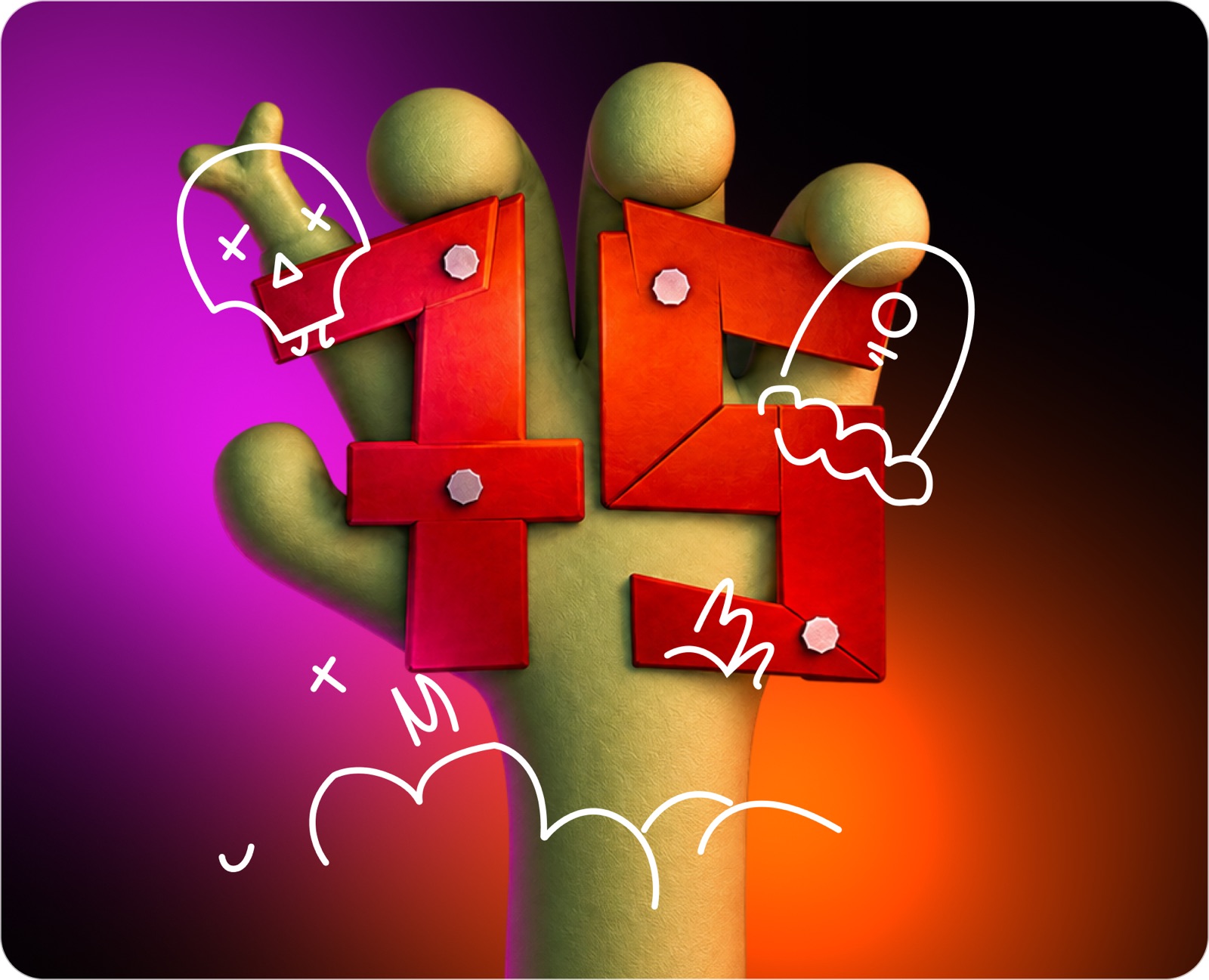 3D render, phone screen detail
